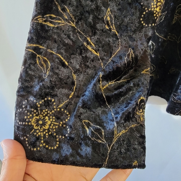 CERVELLE Women's Black Gold Floral Velvet Long Sleeve Blouse 3X Whimsigoth Goth - Picture 7 of 12